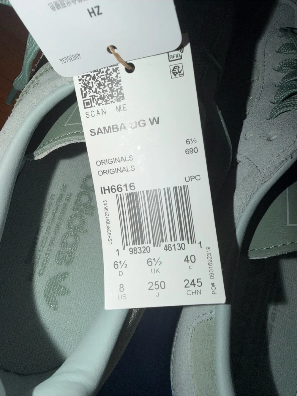 NIB adidas Samba Suede Sneakers in Light Sage Womens 8
